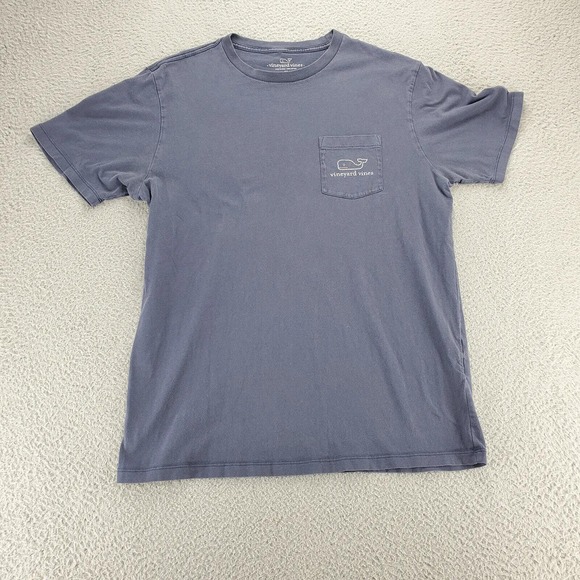 Vineyard Vines Shirt Mens Medium Blue Short Sleeve Big Whale Spell Out Logo - Picture 1 of 12